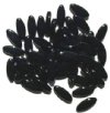 50 16x6mm Opaque Black Narrow Flat Oval Beads
